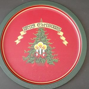 Vintage Christmas tin platter